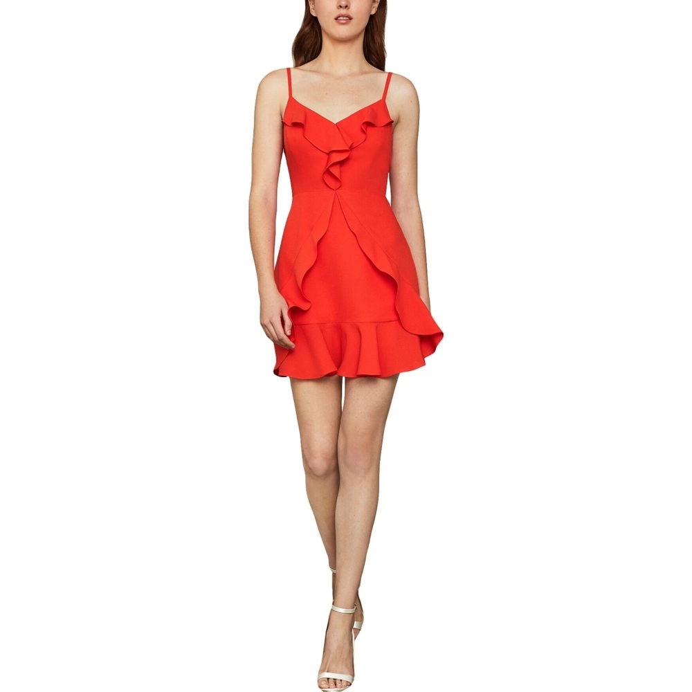 BCBG Maxazria mini ruffled dress in orange